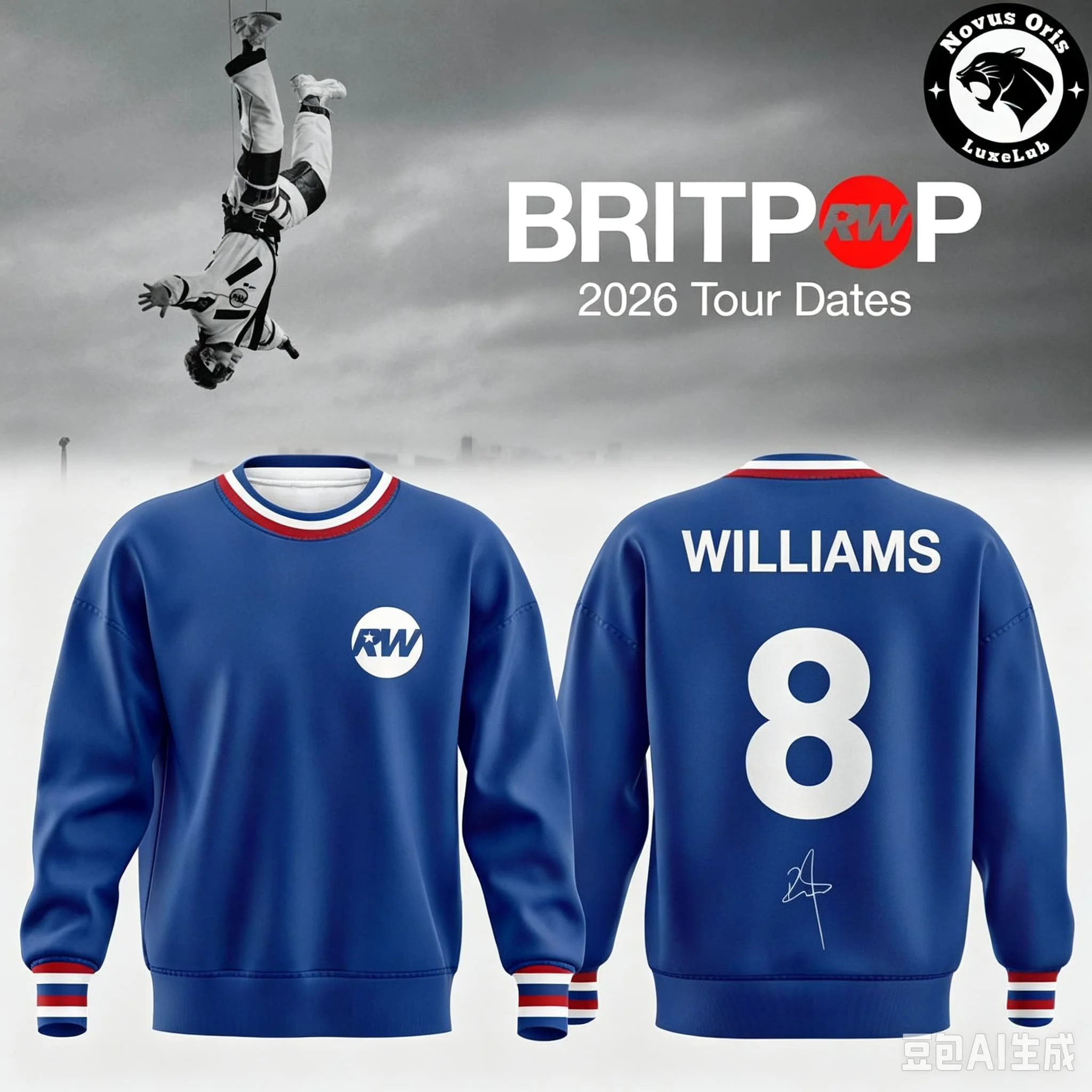 Britpop 2026 Tour Crewneck Sweatshirt Men Women Black Pullover Graphic Print Long Sleeve Casual Streetwear Tops