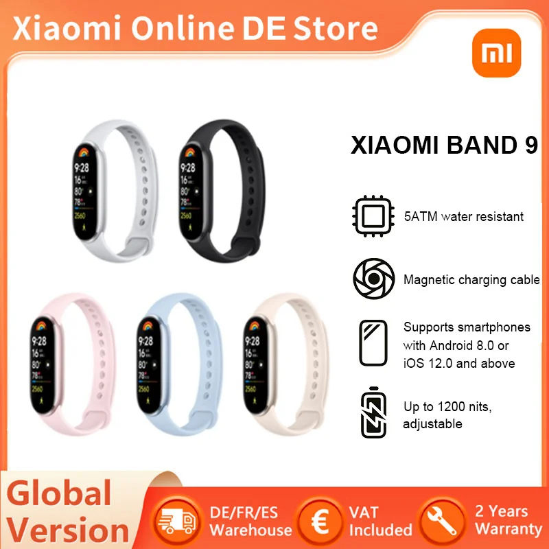 2024 New Global Version Xiaomi Mi Band 9 Smart AMOLED Screen Up To 21-Day Battery Life 150+ Sports