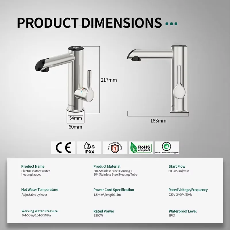 Briwellna ไฟฟ้า Warer เครื่องทําความร้อนก๊อกน้ําสแตนเลสความร้อน TAP สําหรับห้องน้ํา 220V ก๊อกน้ําร้อน MINI ไหลเครื่องทําน้ําอุ่น