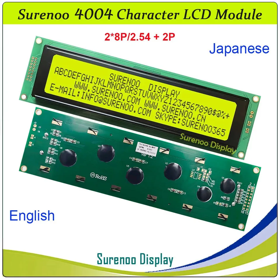 Surenoo 4004 40X4 404 Parallel Serial IIC I2C Character LCD Module Display Screen LCM for Arduino UNO Library Japanese English