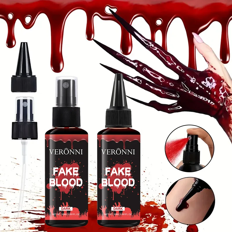 Halloween Plasma Spray Create Realistic Blood Effects Horror Fake Blood Spray Halloween Cosplay Makeup Washable Eye Blood Drops