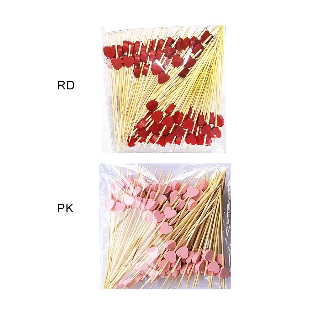 Cute And Creative Red Love Toothpicks French Fries Fruit Sandwiches Dim Sum Toothpicks Party Supplies