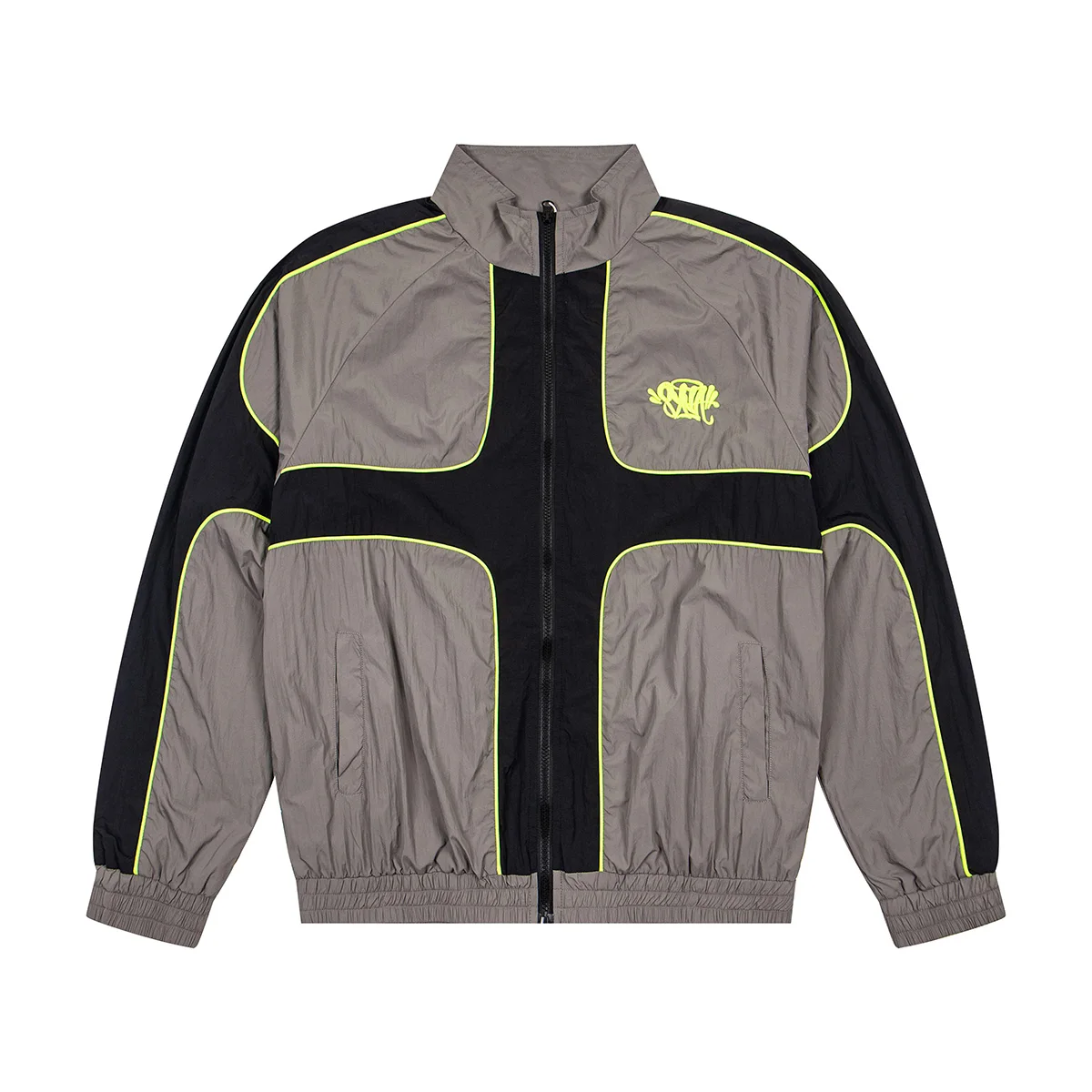 Contrast Color Windbreaker Stand Collar Jacket for Men and Women High Street Vintage Patchwork Autumn Coat Oversized