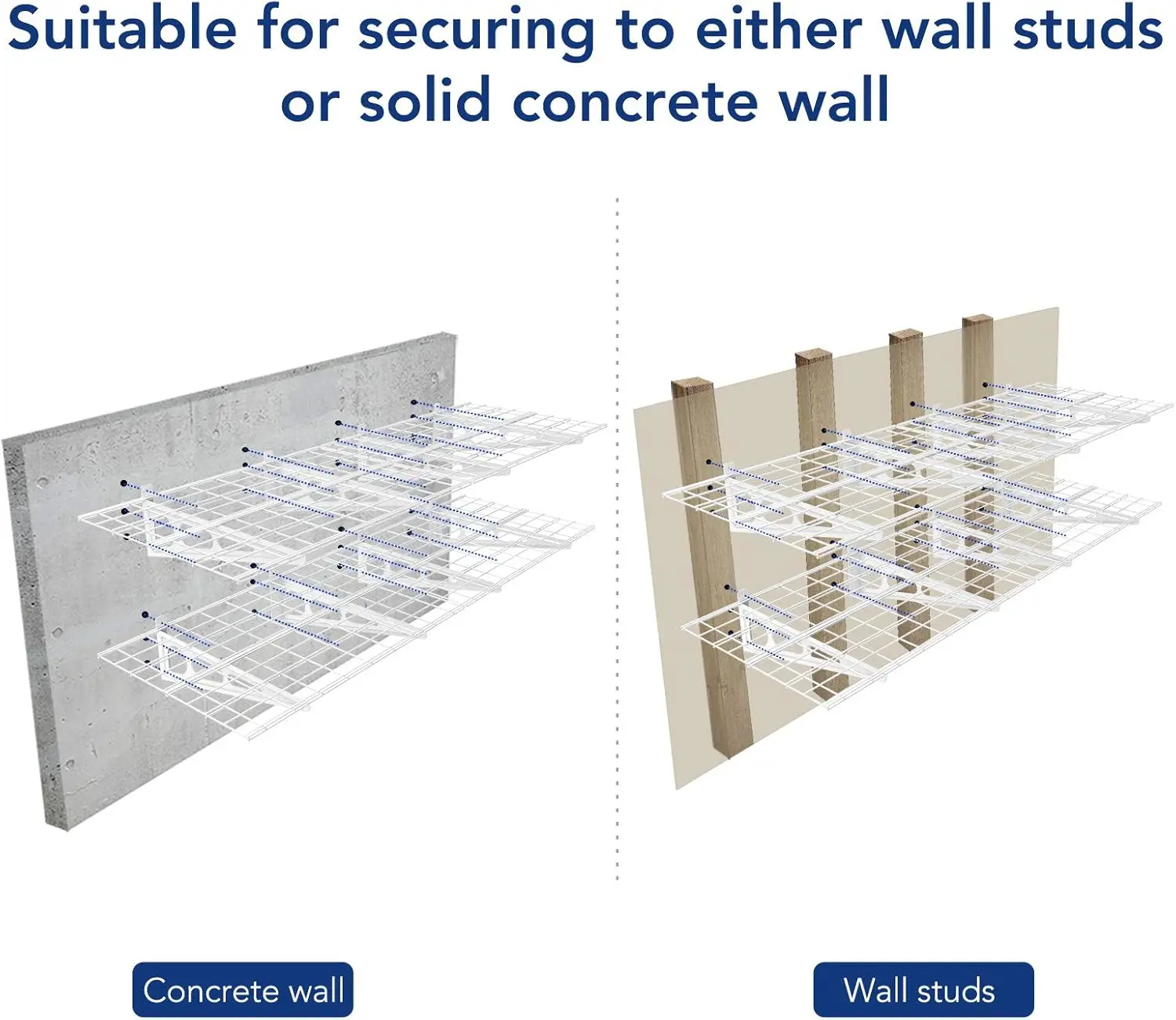 FLEXIMOUNTS Paquete de 4 estantes de pared de 24 pulgadas a 72 pulgadas, estante de almacenamiento para garaje, estantes flotantes montados en la pared, 2 x 6 pies, blanco