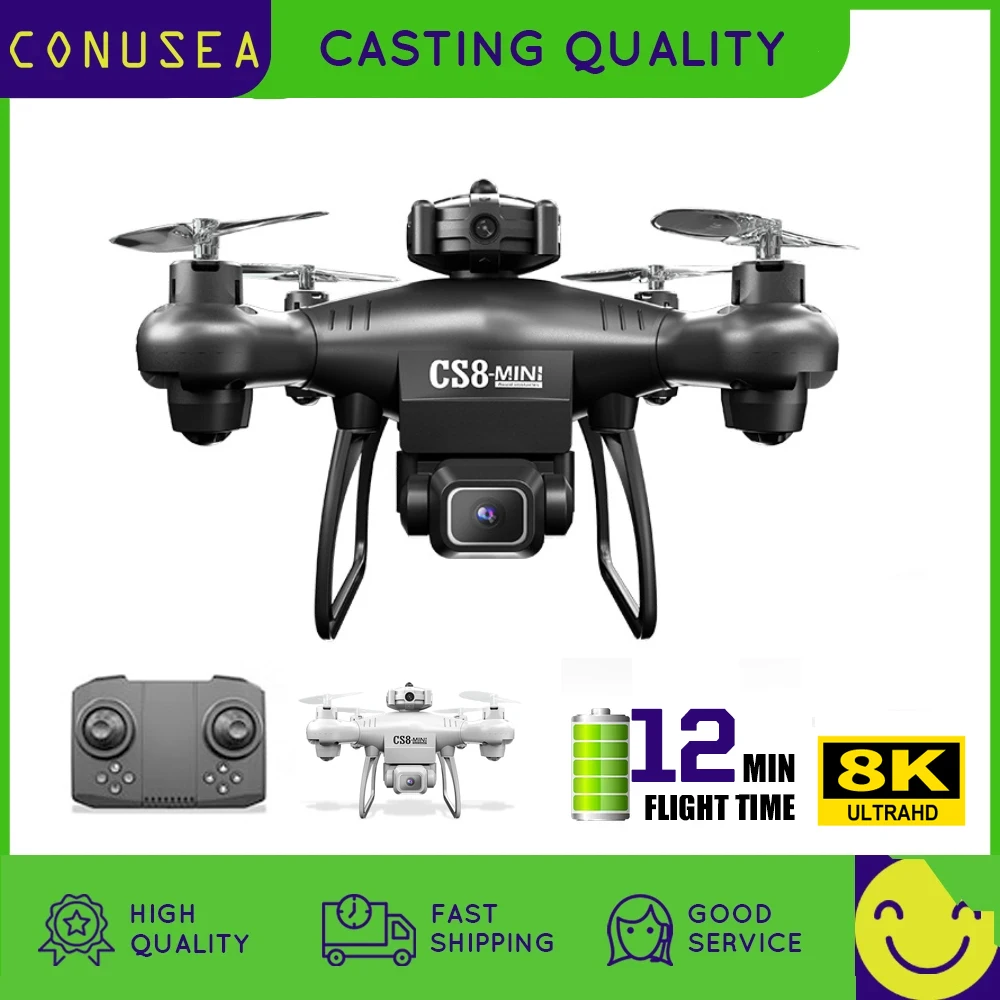 RC 드론 4k 드론 쿼드콥터, CS8MINI 장애물 회피 미니 UAV, 항공 4 축 항공기, 남아용 리모컨 항공기 장난감 