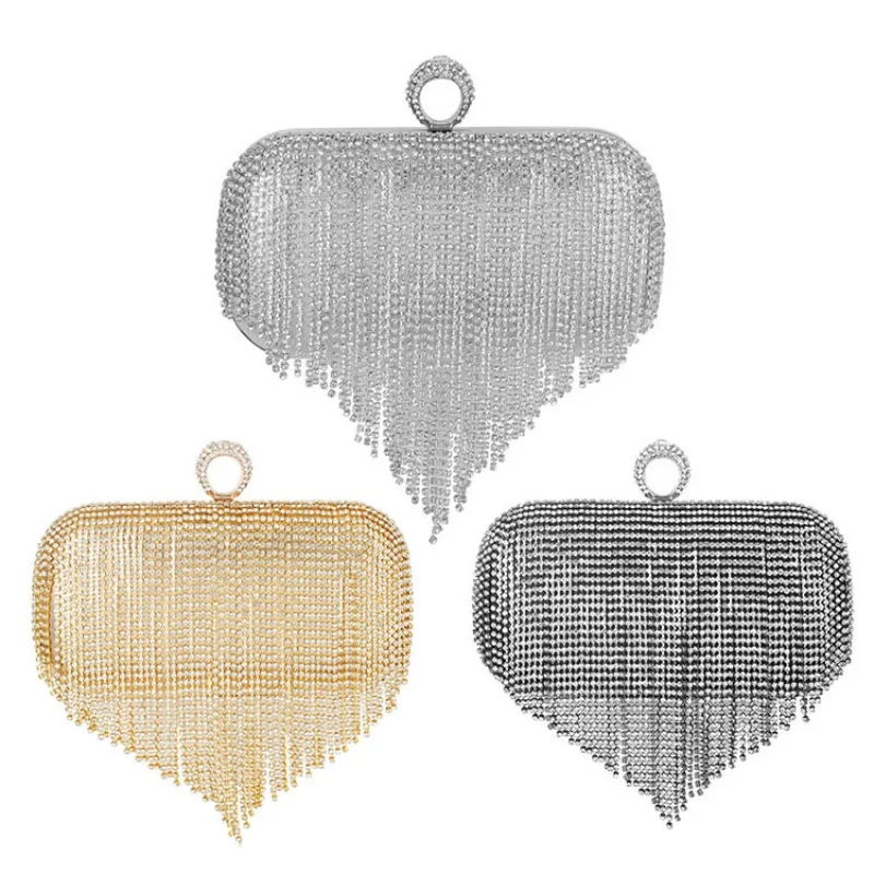 

Sparkling Tassel Evening Clutch Bags For Women's Banquet Dinner Party Wedding Dazzling Fringed Ornate Elegant Glamorous Luxury