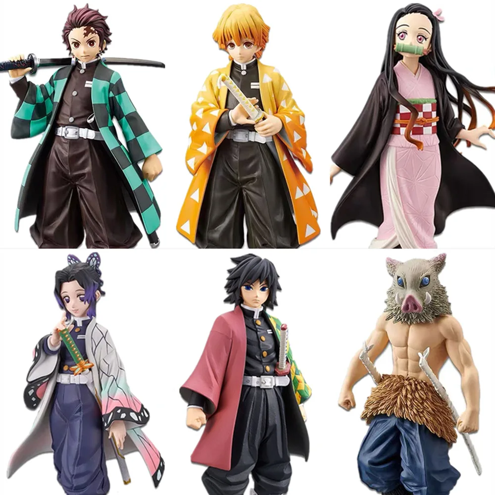 6 TYPES Anime Demon Slayer Action Figures Tanjirou Nezuko Zenitsu Tomioka Giyuu Kochou Anime Figure Collect Kid Doll Toys