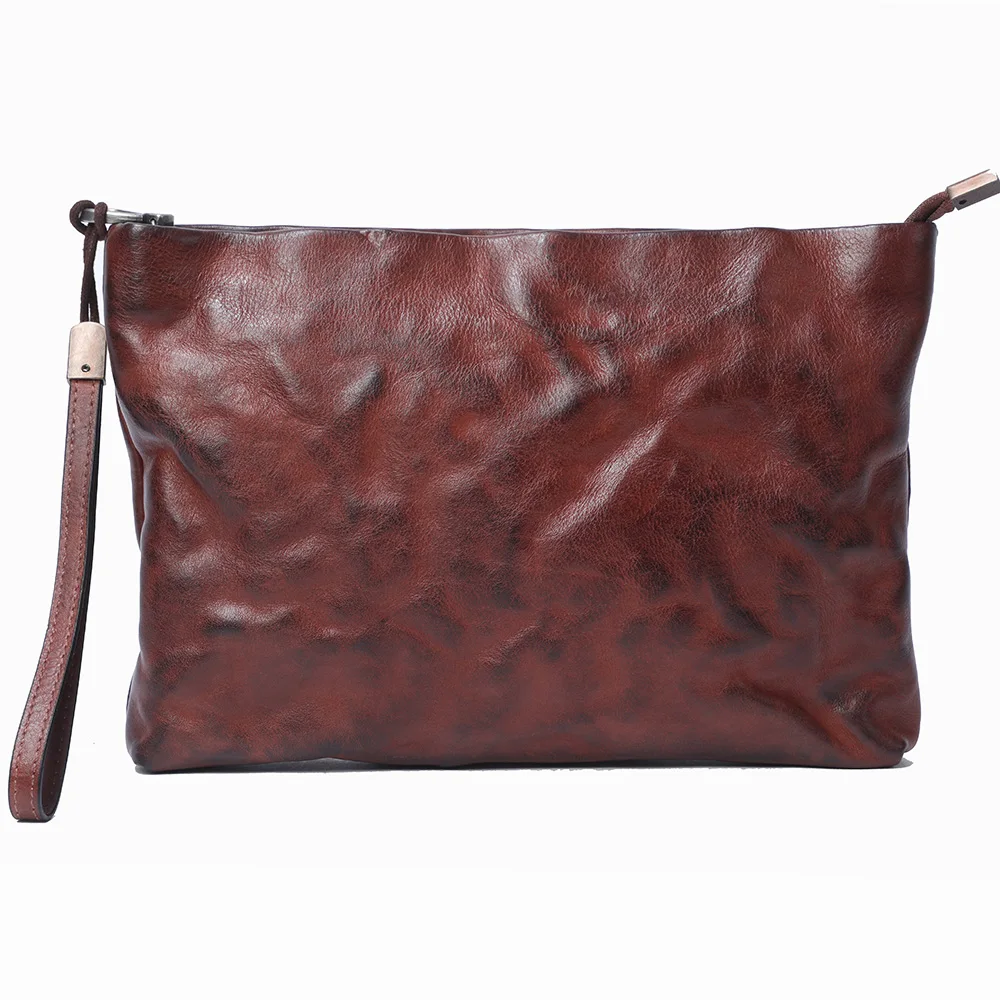 S.WORKER Vintage Echtleder Herren-Clutch-Tasche, Schultertasche, Handgefertigte Mini-Handtasche für Handy & Schlüssel – Detail 7