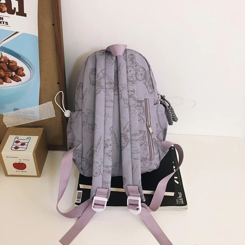 1pc Bär-Print Nylon Rucksack Unisex Student Stil Casual Reisetasche Große Kapazität Laptop Täglichen Rucksack