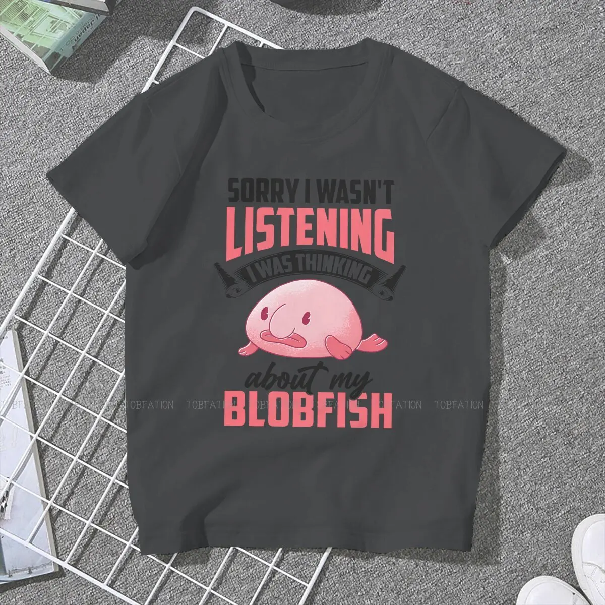 Was Distracted Round Collar TShirt Blobfish Ugly Fish Pure Cotton Original T Shirt Woman Clothes New Design Big Sale