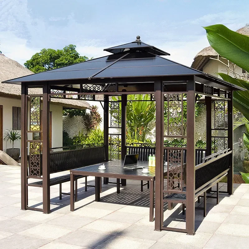 For Outdoor Pavilion Villa Courtyard Aluminum Garden Awning New Chinese Style Roof Leisure Agritainment Shade Structure