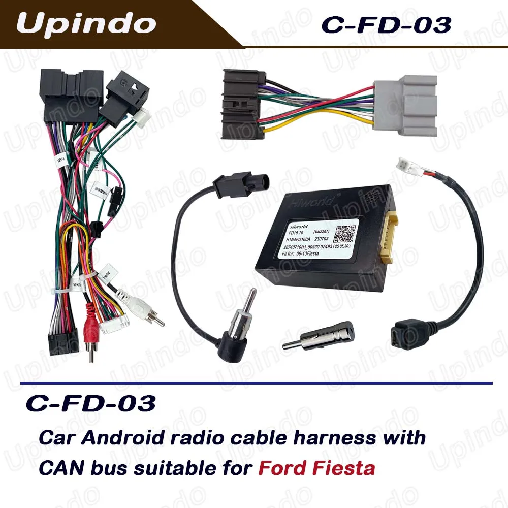For Ford Fiesta Android Radio Installation Harness Adapter with CAN-bus Decoder - Car Stereo Wiring Kit
