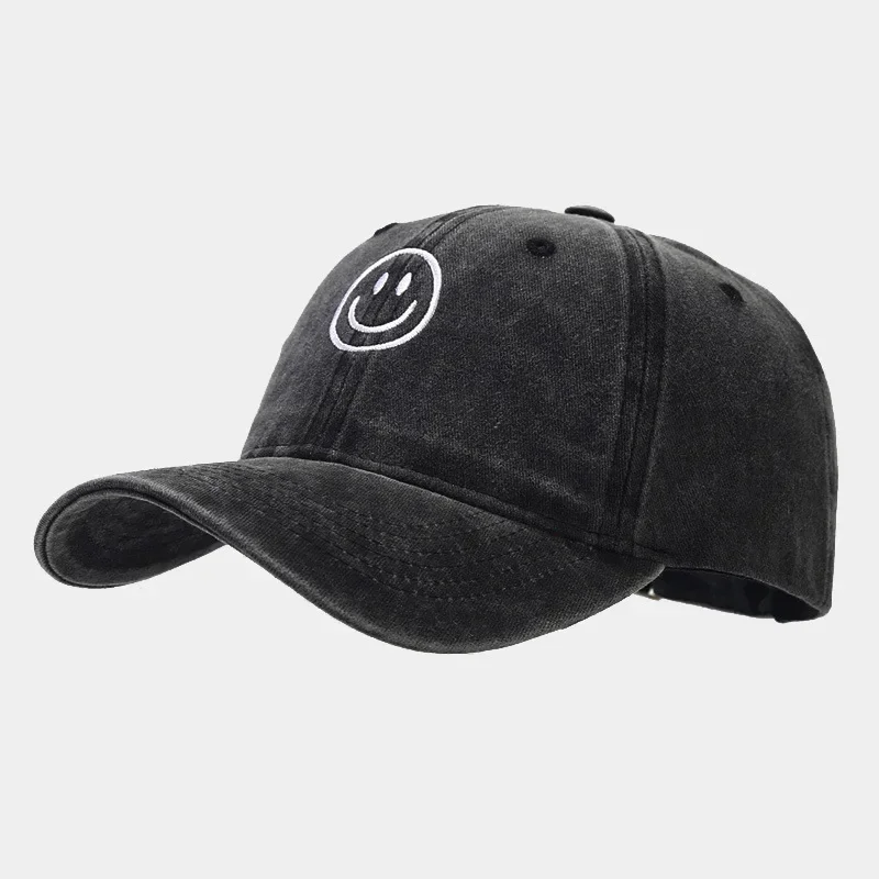 Gewaschene Baumwolle Baseball Caps Frauen Männer Weiche Snapback Hut Outdoor Sport Trucker Gorras Lächeln Gesicht Stickerei Hip Hop Papa Hut Geschenke – Detail 10