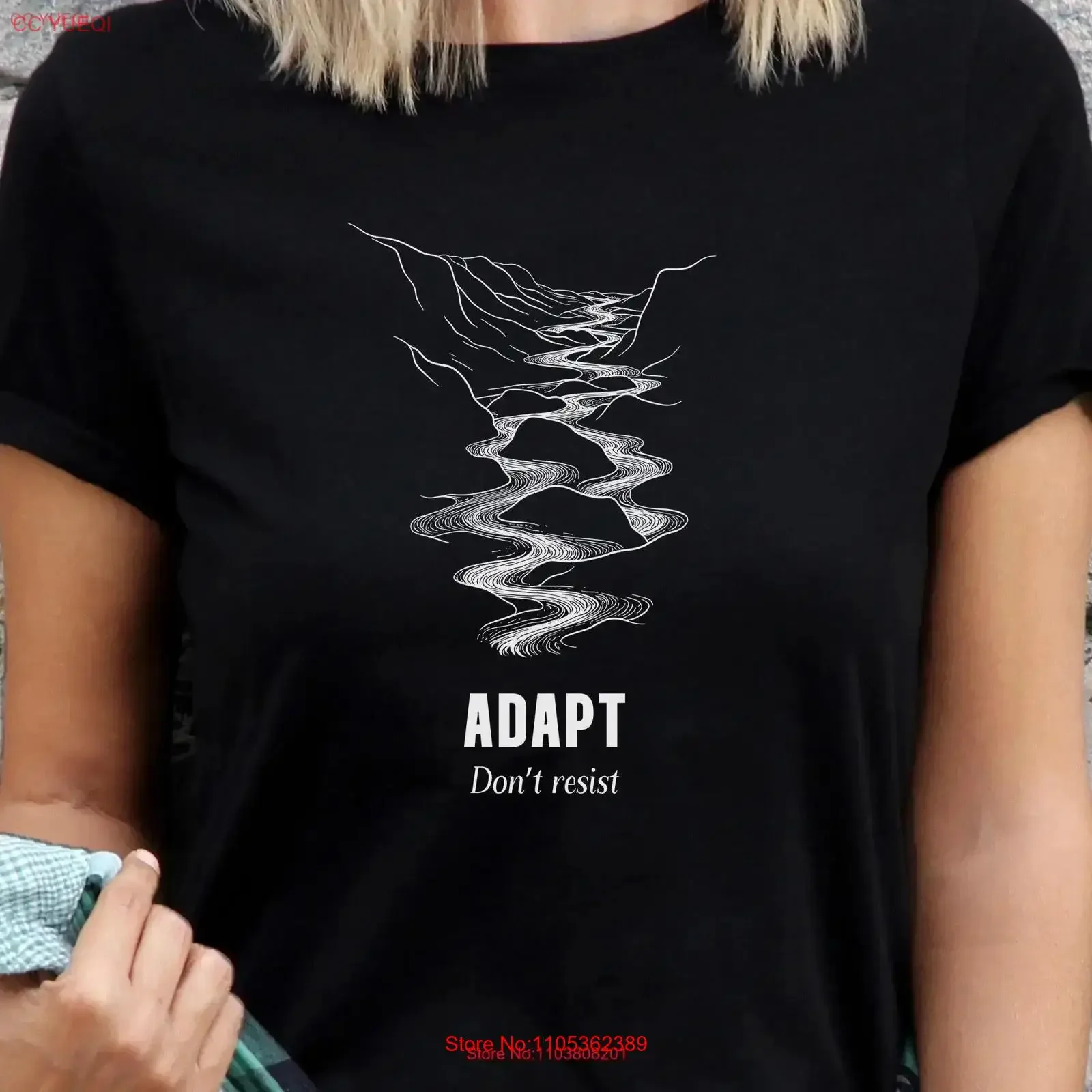 T-shirt « Adapt, ne résiste pas » – Citation inspirante et puissante pour les penseurs et les actionnaires – Style vintage délavé décontracté