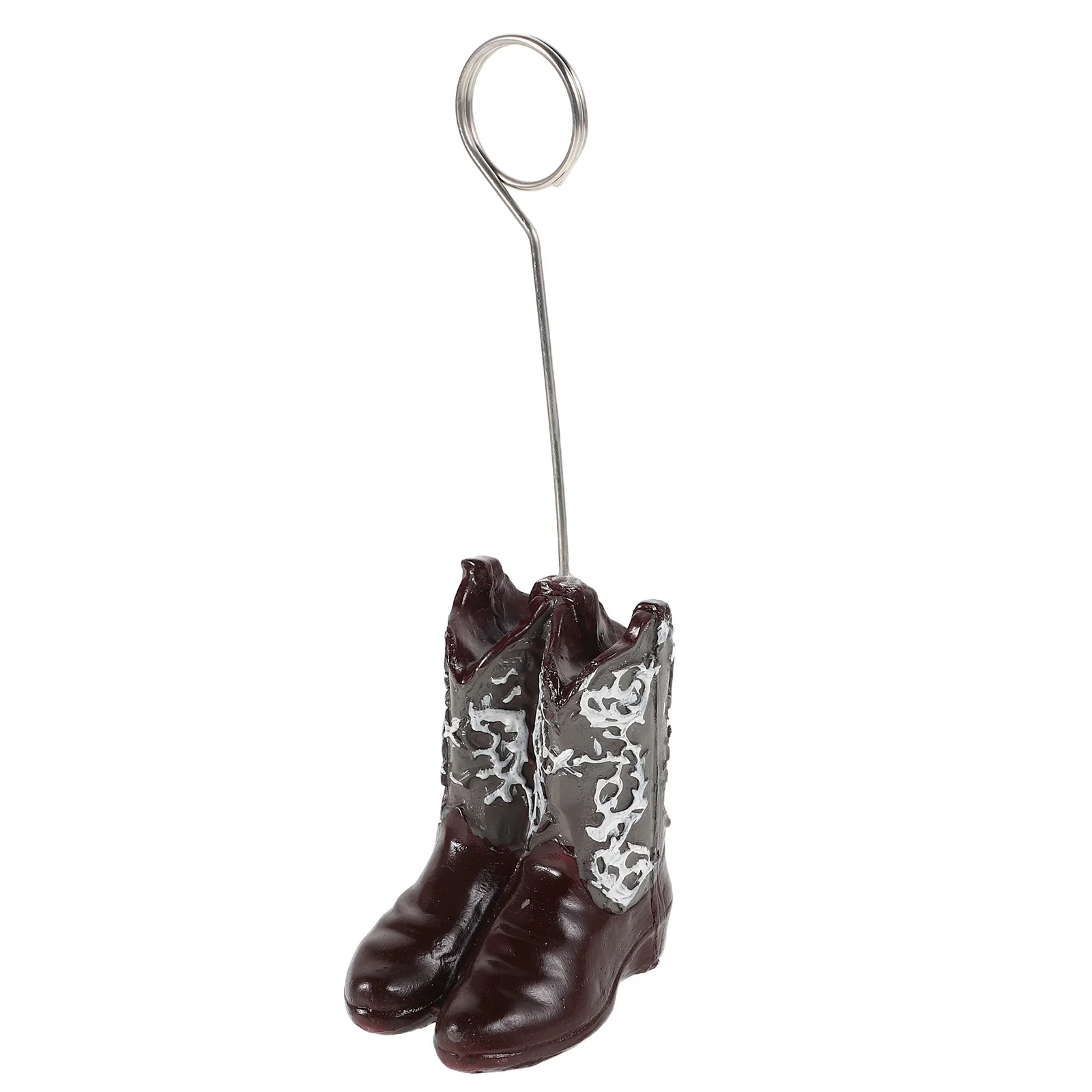 Bota de cowboy ocidental clipe de foto decorativo desktop titular de memorando multi-uso titular do cartão de imagem rústico cowgirl bota ornamento