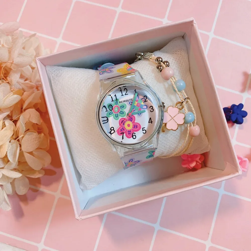 New Fashion Colorful Flower Watch for Girl Women Cute Cartoon Kids Watches Silicone Quartz Candy Color Children Wristwatch Clock