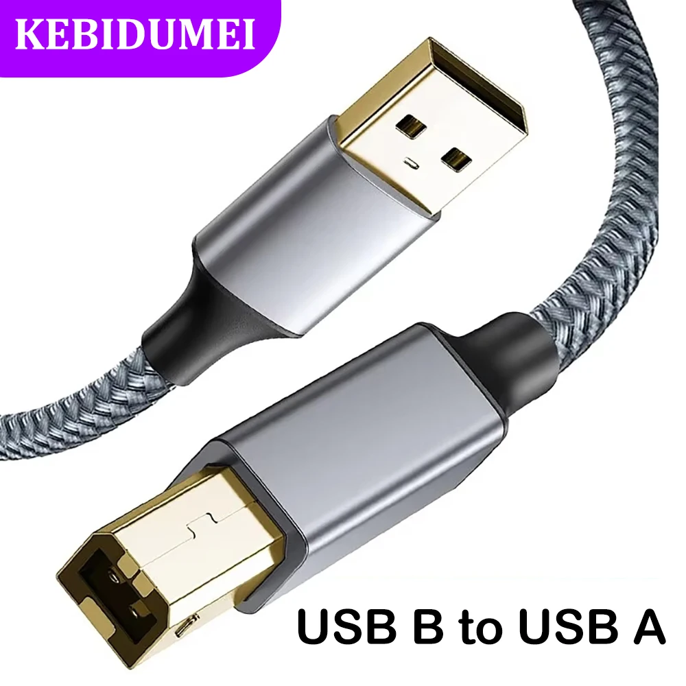 USB B to USB C Printer Cable Type C Printer Cord High Speed Connector Nylon Braided Wire Cable for Canon Printer DAC USB Printer