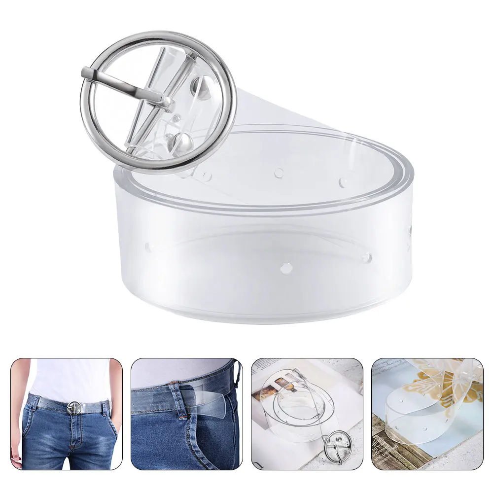 

2Pcs Transparent Clear Wide Waist Belt Adjustable PVC Metal Buckle Stylish Women Dress Jeans Belt Waistband Waist Band Clear