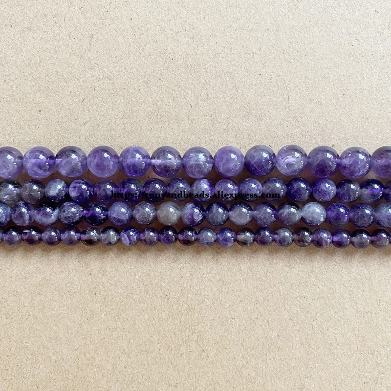 B Quality Natural Purple Amethyst Crystals Stone Round Loose Beads 15\