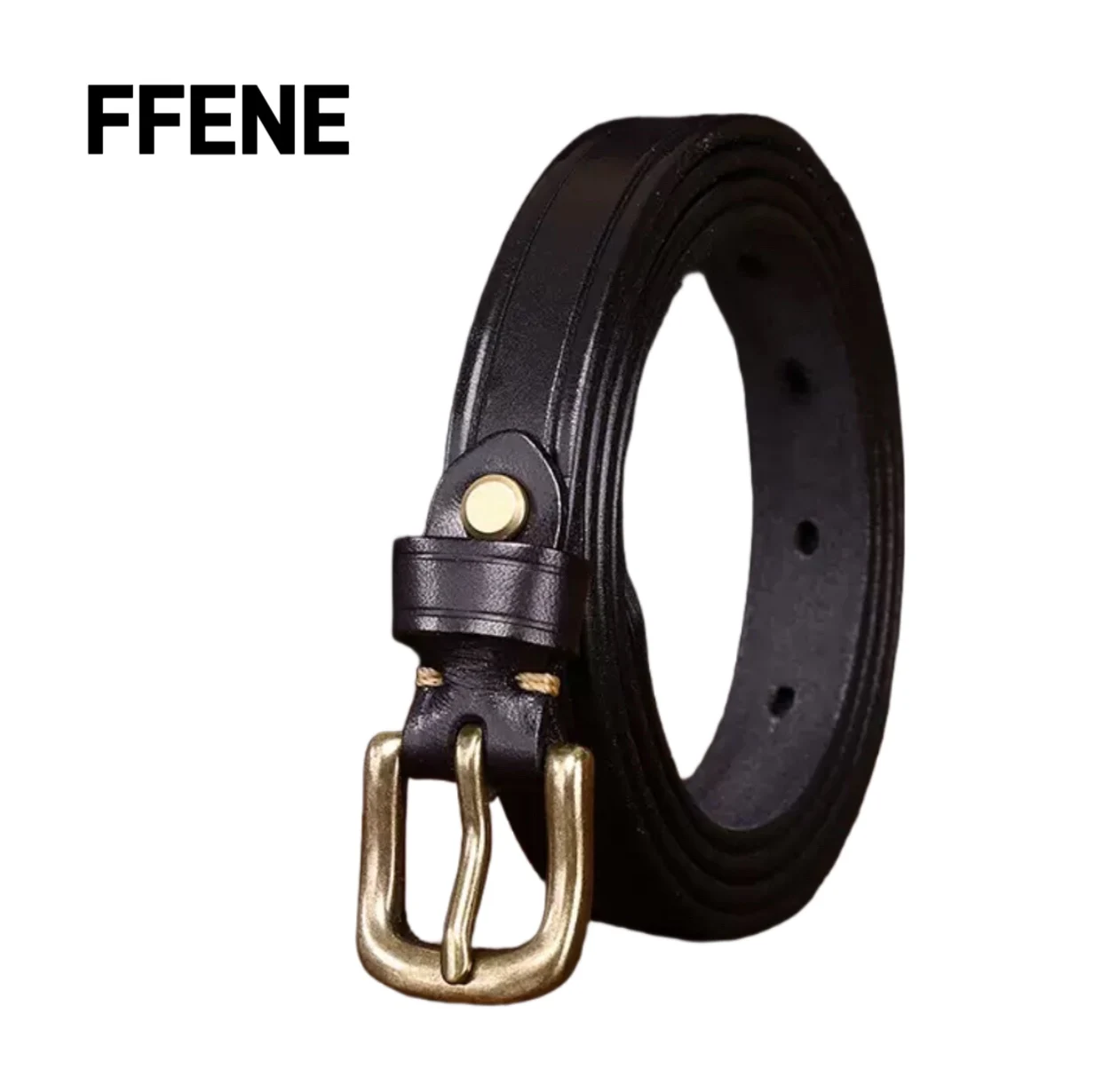 

1.8CM wide, handcrafted, vintage-style, luxurious full-grain cowhide leather women's genuine leather belt, perfect for casual