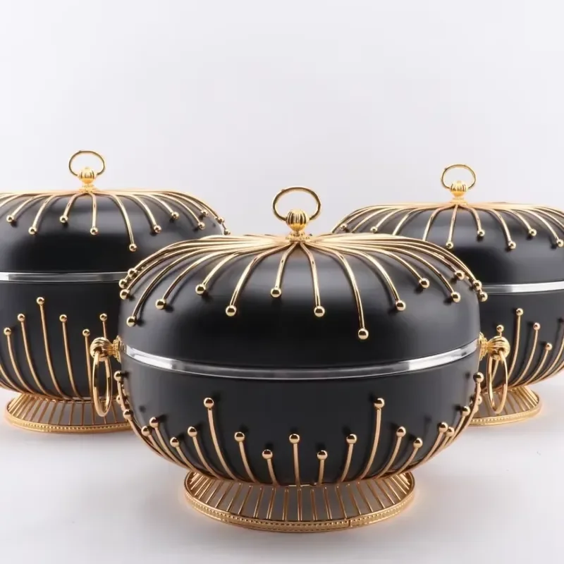 Weekend Party Chafing Dishes 3.5L 4.5L 5.5L Gold Radiating Lids Family Gathering Servers Festive Holiday Buffet Set