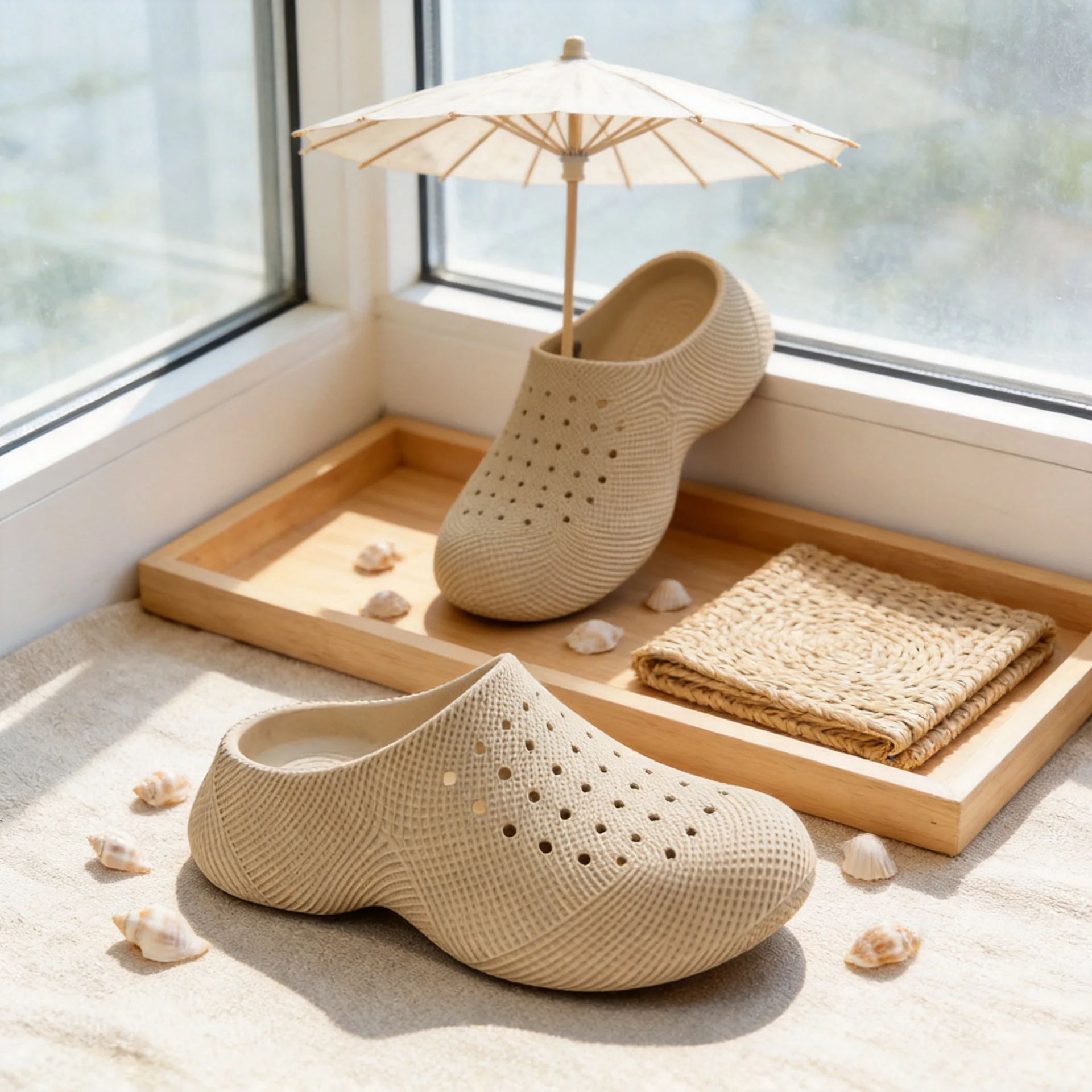 Fashion solid bag head hole shoes couple with the same summer wear 3D stepping on shit feeling thick-soled beach cool slippers