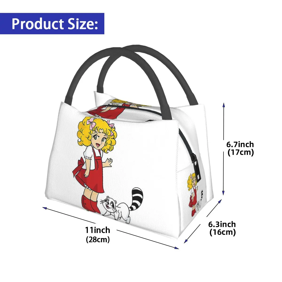 Candy Candy Cartoon Animated Insulated Lunch Bag for Women Storage Food Boxes Leakproof Container Cooler Thermal Lunch Box Tote