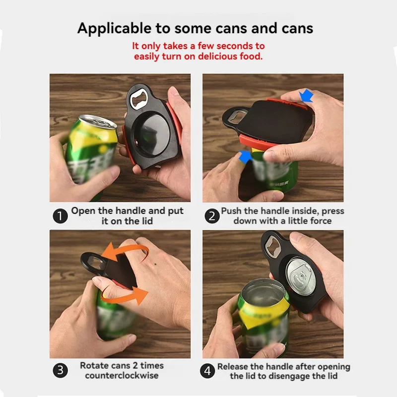 2025 fashion 2-in-1 Can opener for canned beer and beverage portable rotary can opener beer bottle opener bottle