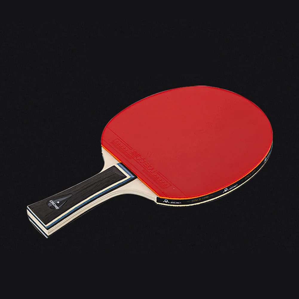 Bat Table Tennis Racket Black Red Wood Rubber Cross Double-sided Heft 7 Ply Comfortable Long Handle Replacement