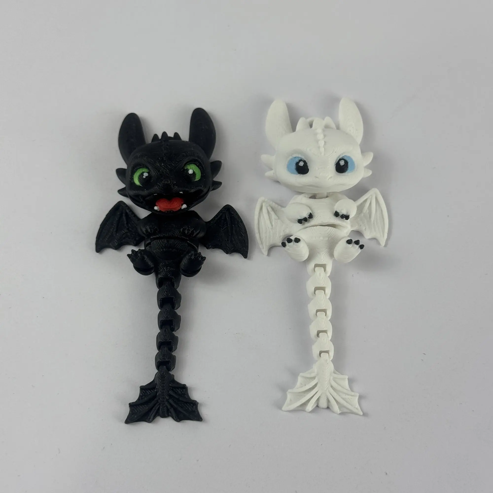 3D Printed Articulated Dragon Pendant Night Fury Light Fury How To Train Your Dragon Toothless Keychain Bag Charm Ornament