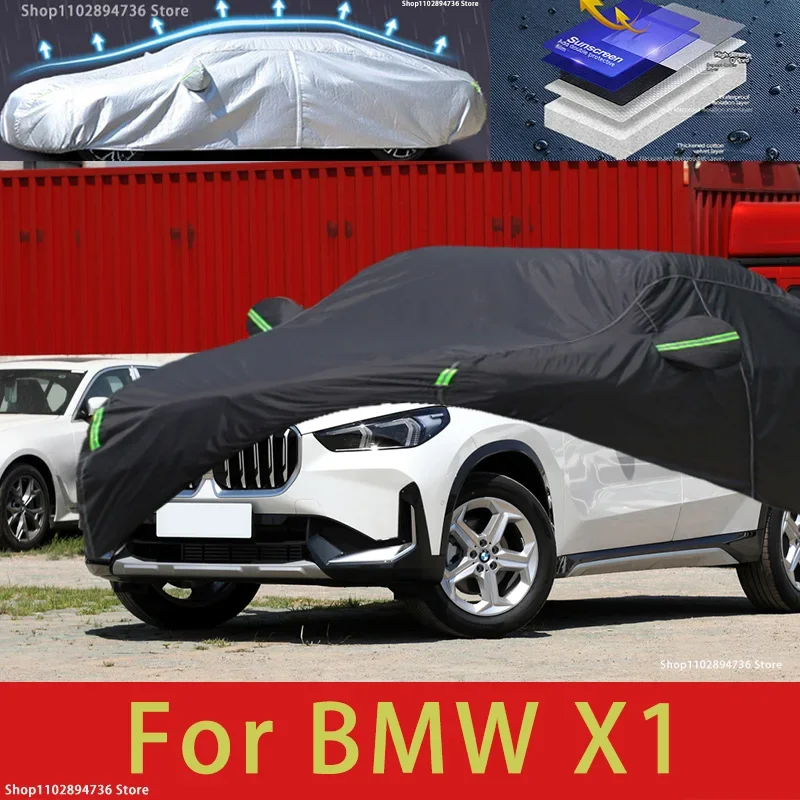 

For BMW X1 fit Outdoor Protection Full Car Cover Snow Covers Sunshade Waterproof Dustproof Black Car Cover