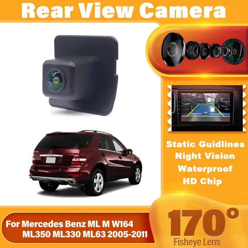 HD 1080P*720P Fisheye Rear View Camera For Mercedes Benz ML M W164 ML350 ML330 ML63 2005-2011 Car Backup Reverse Parking Monitor
