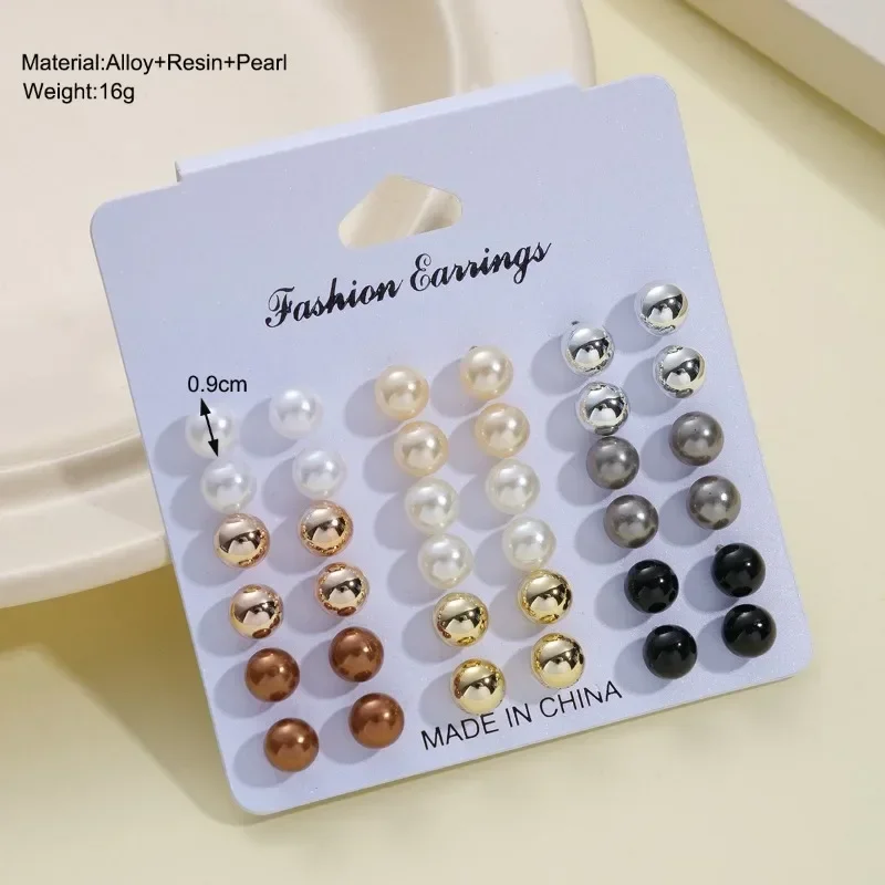 12 Pairs/Pack White Shiny Wedding Stud Earrings Set for Women Men Crystal Jewelry Accessories Minimalist Earrings Jewelry Gifts