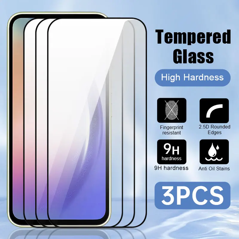 3pcs protective film For Samsung tempered glass full cover A02 A12 A72 A33 A22 5G A42 A04 A24 4G A34 A54 5G A52 Glass smartphone