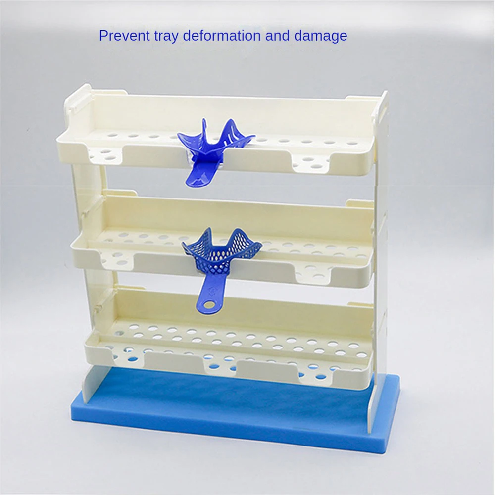 1 Set Dental Implant Tray Frame Plastic Denture Bracket Shelf 9 Positions Materials Removable Dental Lab Tool Treatment