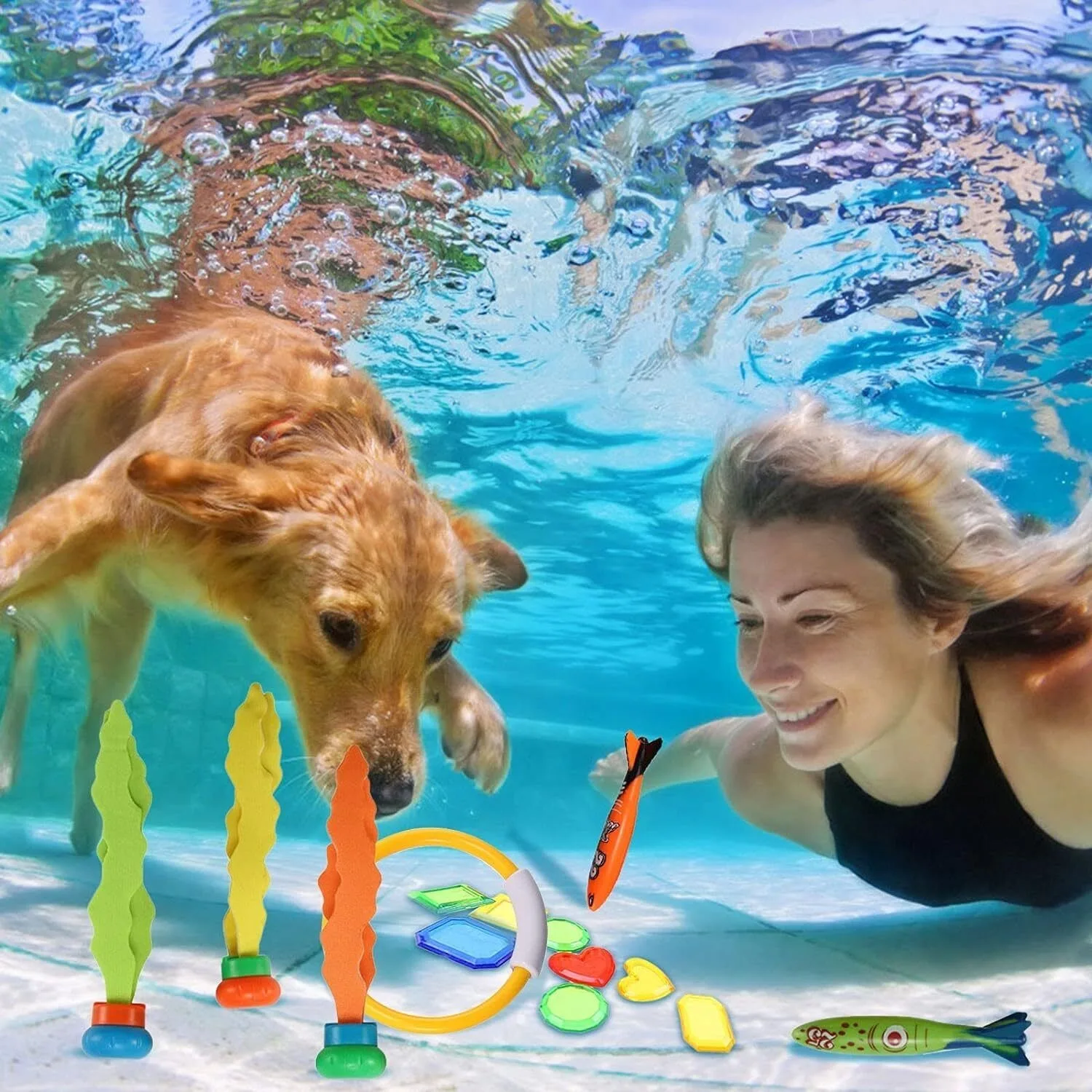 Kids and Pets Pool Diving Toys Set Underwater Games Fun Swimming Training Toys