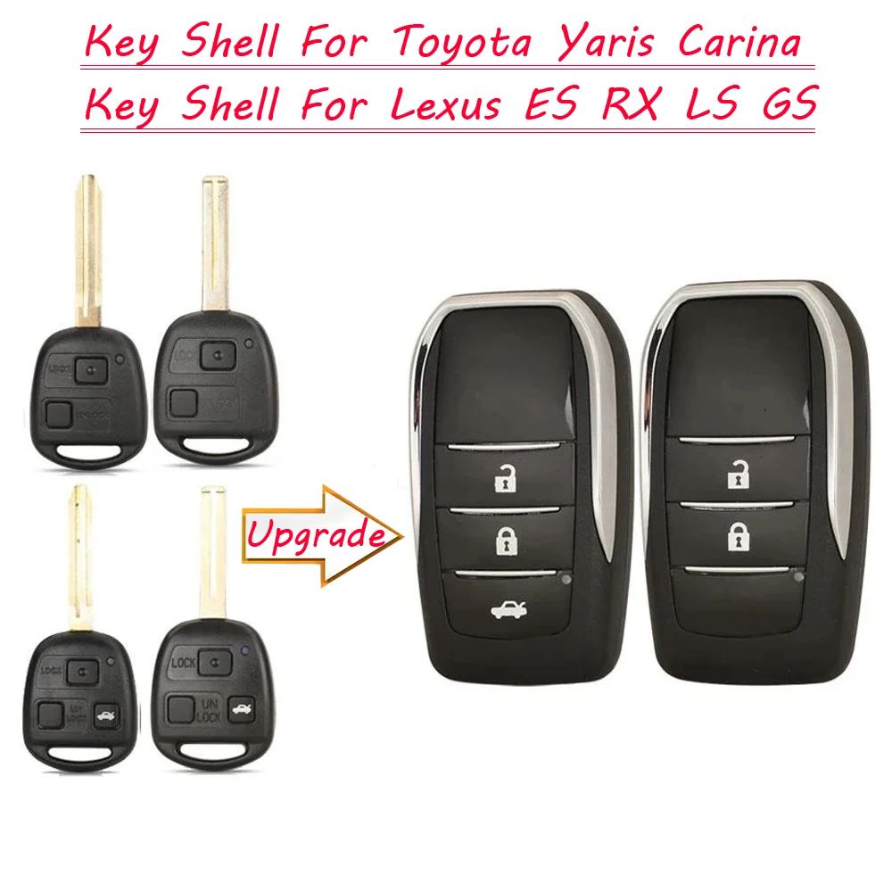 jingyuqin New Remote Case Car Key Shell For Toyota Yaris Carina Corolla Avensis Lexus ES RX LS GS IS200 RX300 ES300 LS400 GX460