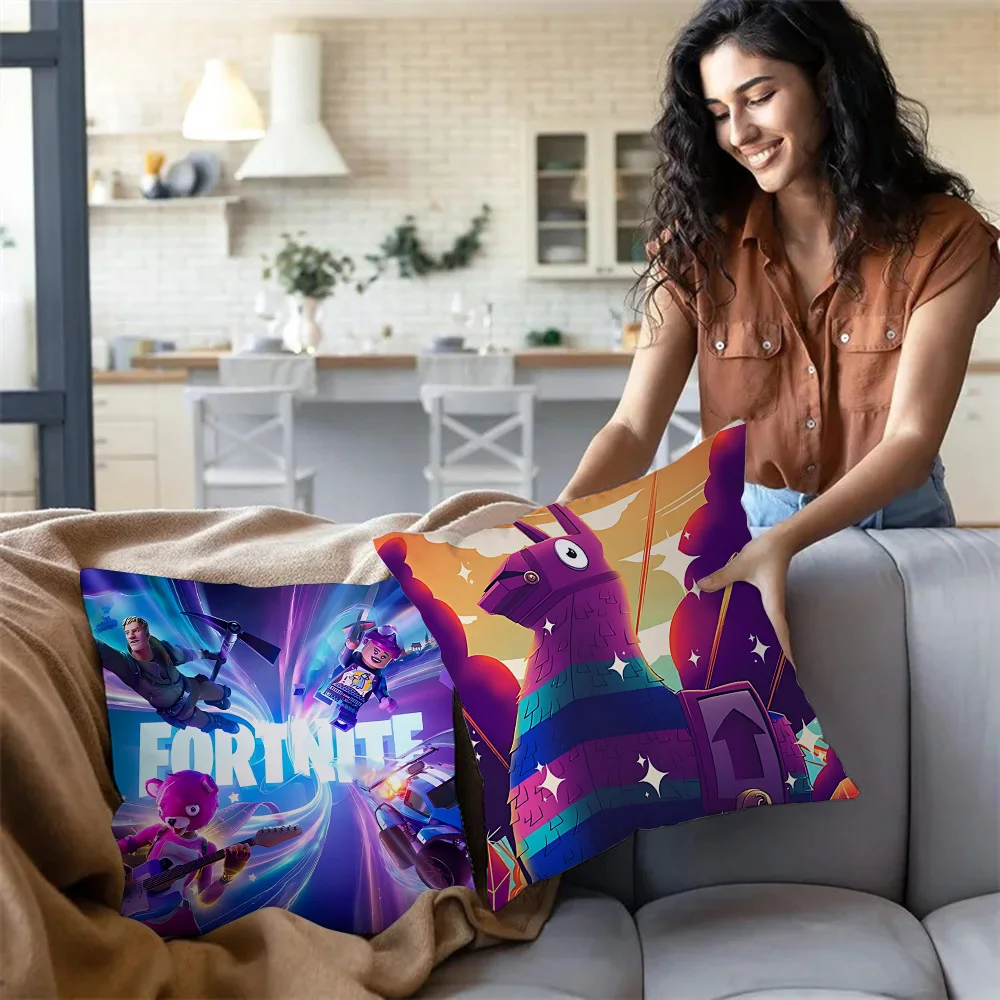 Hot Game Pillow Covers Cartoon Sofa Decorative Home Double-sided Printing Short Plush Cute Cushion Cover F-F-FORTNITES