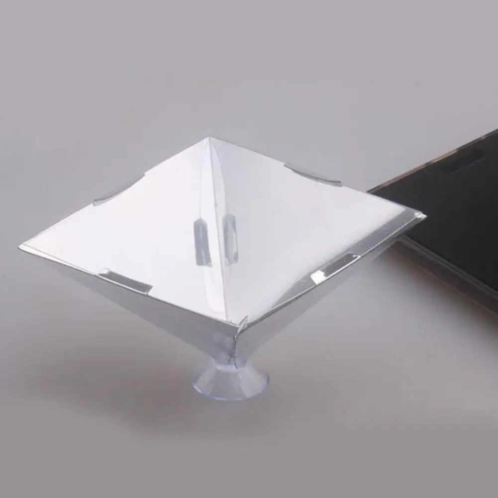 미니 흡입 컵이있는 3D 홀로그램 피라미드 모양 디스플레이 프로젝터 범용 모바일 스마트 폰 3D 홀로그램 프로젝션 장치
