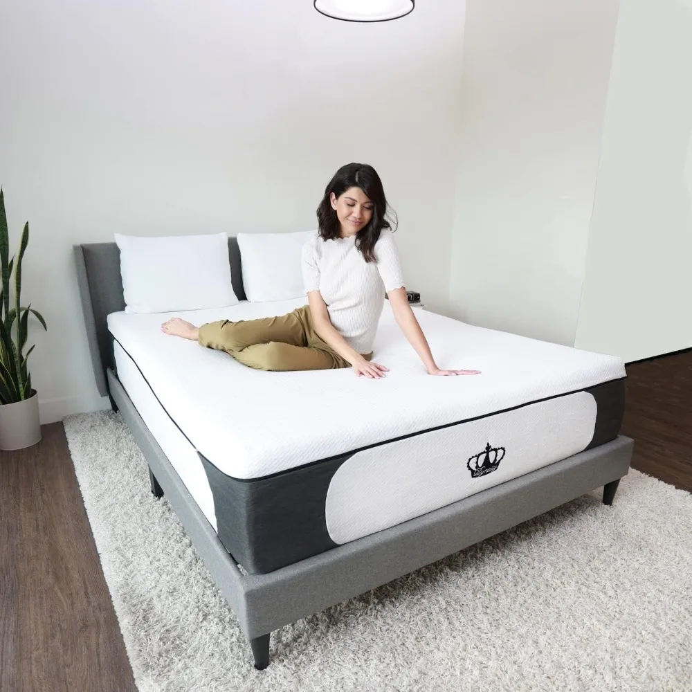 Queen Mattress 14.5” Inch CoolBreeze Plush Medium-Soft Gel Memory Foam Mattress Bed, Queen Size 60x80 (USA Made)