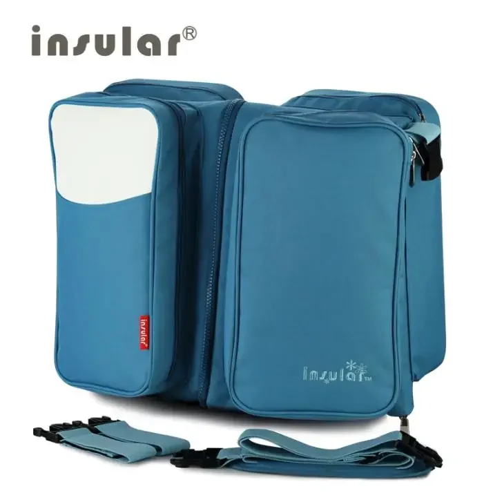 Bolsa de pañales 2 en 1, bolso plegable para cama de bebé, para viajar, cambiador