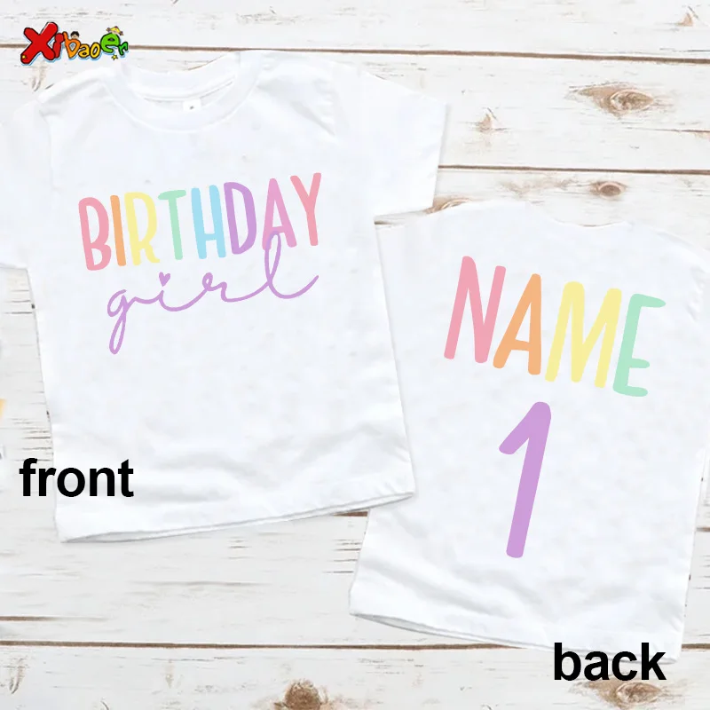 Birthday Girl T Shirt Party Outfits for Kids Custom Name Shirts Baby Girl Clothing Cute T-shirt Kids Clothes 10th Birthday Girls