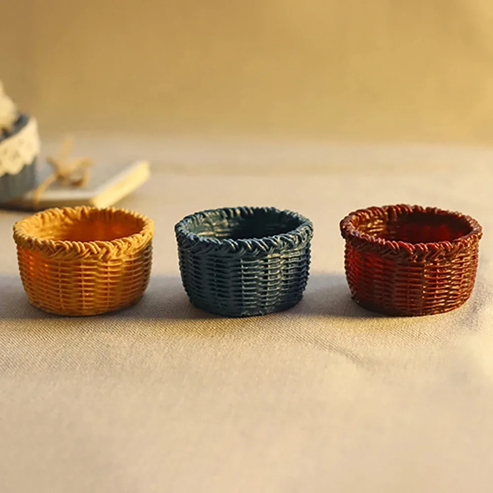 1/12 Scale Doll House Miniature Storage Basket Resin Simulation Furniture Model DIY Dollhouse Decor Accessories