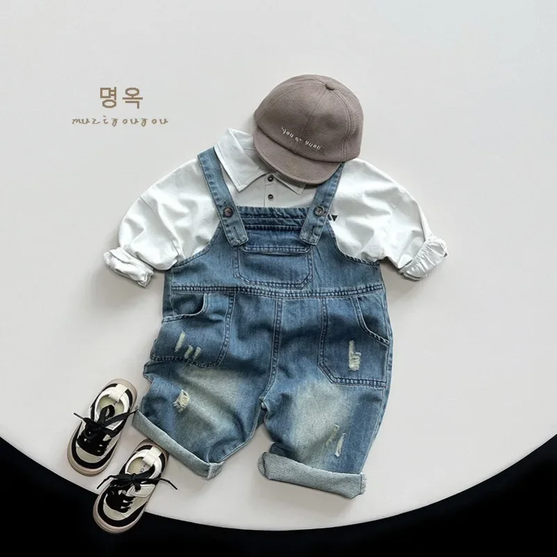 

Spring1-6Y New Children Denim Overalls Baby Boy Jumpsuit Girls Casual Pants Toddler Strap Trousers Kids Fashion Versatile Jeans