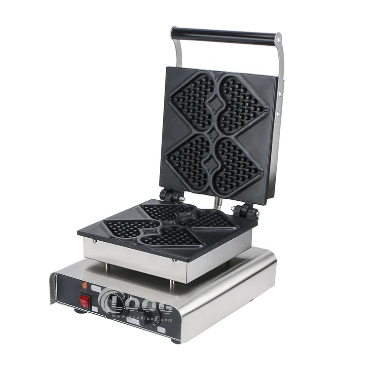 

220V Mini Nonstick Commercial Belgian Heart Shaped Electric Waffle with 4-Piece Capacity for Hotel & Outdoor Use
