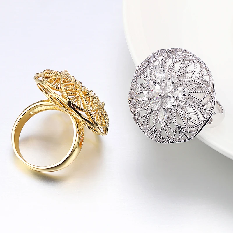 VANAXIN High Quality Brazilian Jewelry Set Earrings Ring Gold Plated Cubic Zirconia Luxury Women Wedding Party Gift