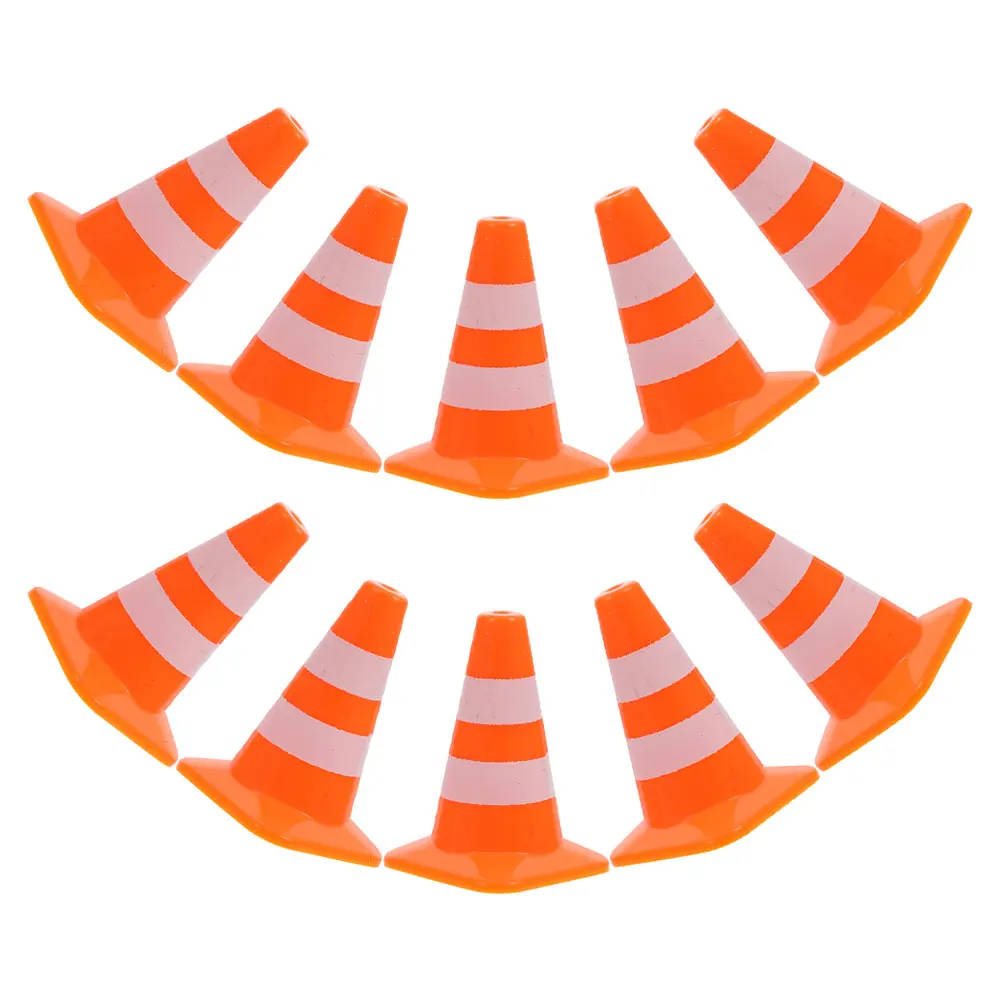 

10pcs Mini Traffic Cone Accessories Small Construction Signs Barricade Orange Toys Roadblocks Sign Toy Miniature Traffic Signs