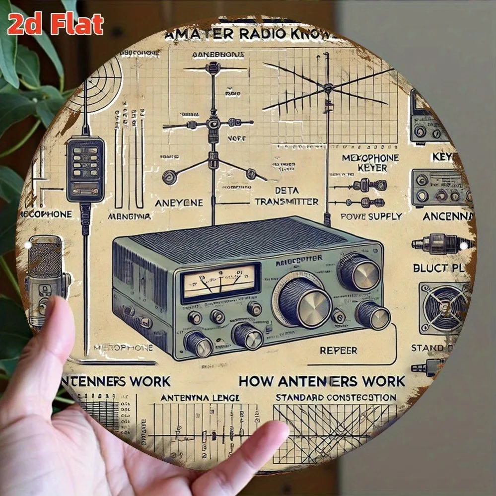 

Retro Oscilloscope Wall Art - Round Aluminum Metal Sign for Home, Garage, Café & Bar Decor