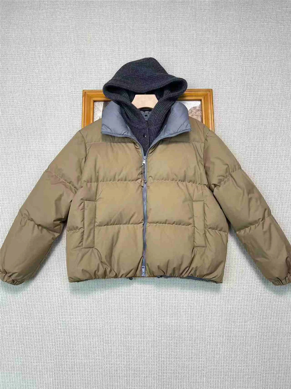 Winter B*C Women's Goose Down Jacket Thick Hooded Knitted Short Coat Female Clothing