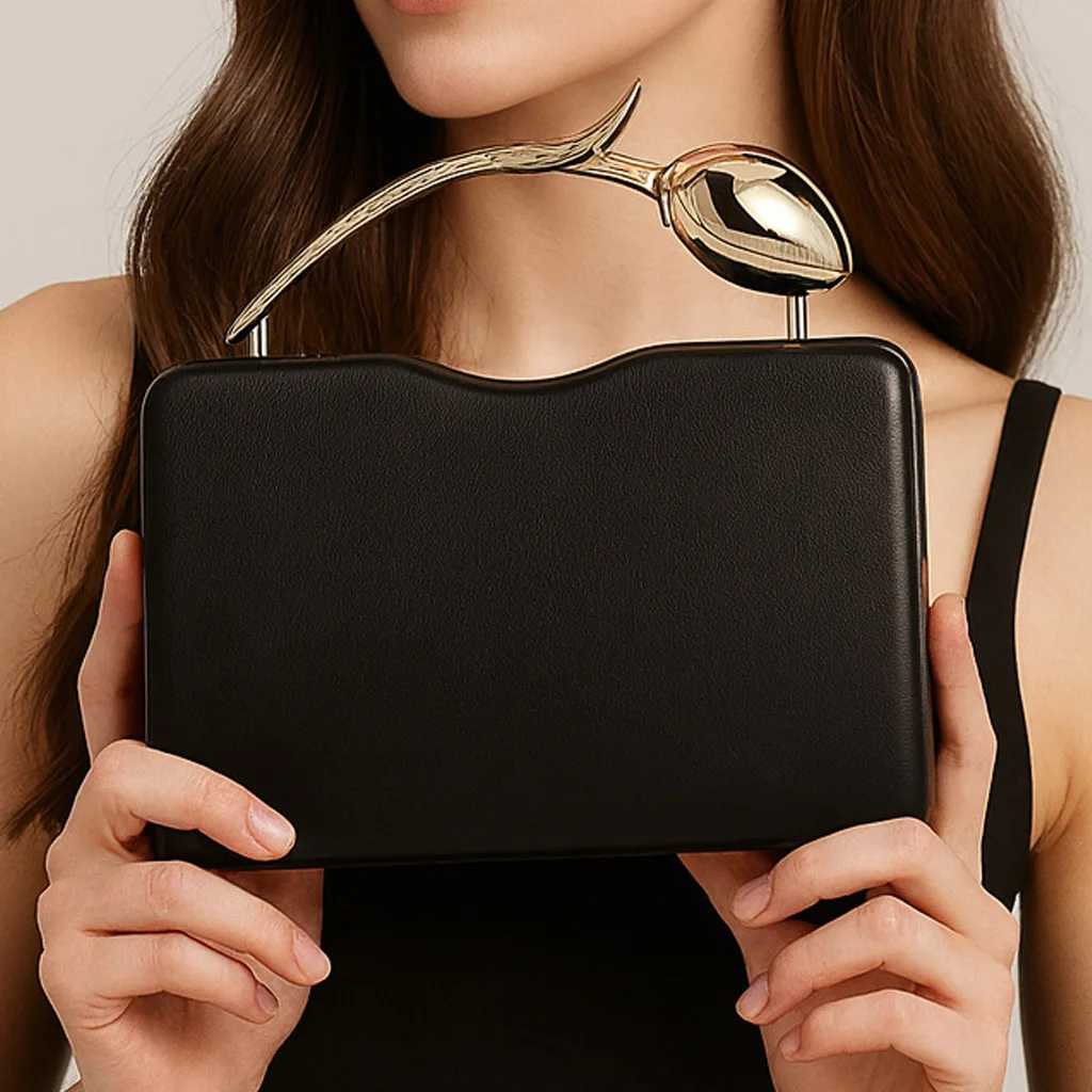 

Luxury Brand Design PU Leather Handbag Rose Shaped Valentine's Day Gift Bag Crossbody Bag European and American Dinner Bag